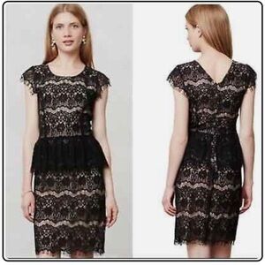 Maeve ANTHROPOLOGIE Black elegant cocktail lace dress
